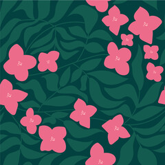 Seamless Oenothera flower pattern. Vector illustration