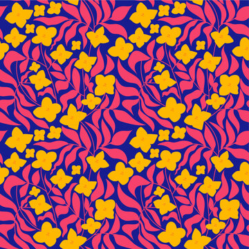 Seamless Oenothera flower pattern. Vector illustration