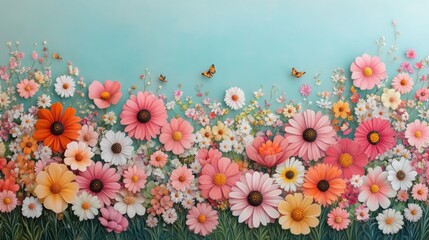Flower bloom contemporary studio floral wall decor bright palette aesthetic view nature inspired design