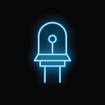 recommend clip art: Blue neon glowing symbol of a led diode isolated on a black background