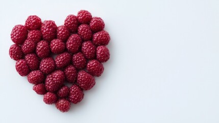 Vitamin and metabolism essential, A heart-shaped arrangement of fresh raspberries on a light background, symbolizing love and health.