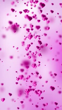 Happy Valentine's Day Vertical Animation Pink Hearts Falling on Pink Gradient Background