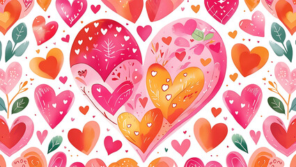 Seamless pattern with heart shape wishing card