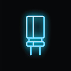 Blue neon sign showing a capacitor electronic component on black background