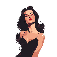 Fashion woman mascot logo flat vector design