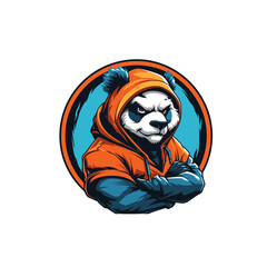 Panda mascot logo icon flat vector design
