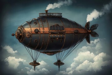 Obraz premium Experience the fusion of technology and nature in this stunning airship artwork.