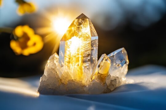 Stunning macro shot of a lemurian crystal mineral.