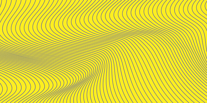 Wavy lines create a vibrant pattern on a yellow background