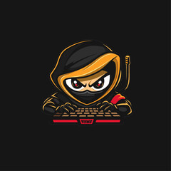 Ninja gamer mascot logo icon flat vector design