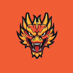 Chinese dragon mascot logo icon flat vector design