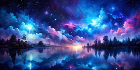 Obraz premium Abstract Watercolor Night Background: Stains, Splashes & Dark Hues