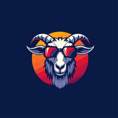 Goat mascot logo icon flat vector design