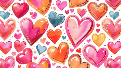Seamless pattern with heart shape wishing card