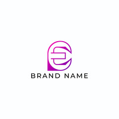 Fototapeta premium ILLUSTRATION LETTER E GEOMETRIC LOGO ICON PINK PURPLE GRADIENT COLOR TEMPLATE SIMPLE ELEMENT DESIGN VECTOR