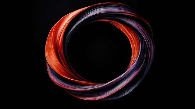 Abstract Swirling Ring: A mesmerizing image featuring a vibrant swirling ring of red and purple hues, creating a dynamic and hypnotic visual effect against a stark black background. - Powered by Adobe