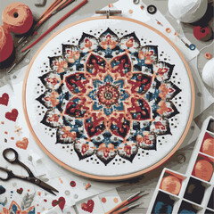 Beautiful-Flower Cross Stitch Pattern vector illustration 01