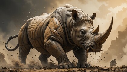 Fototapeta premium A tiger with a rhino’s muscular build and a powerful charge attack.