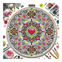 Beautiful-Flower Cross Stitch Pattern vector illustration 03