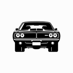illustration vector of classic muscle car front view
