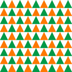 Geometric seamless pattern.Triangle repeat pattern in green and orange isolated on white background.Abstract graphic vector background.