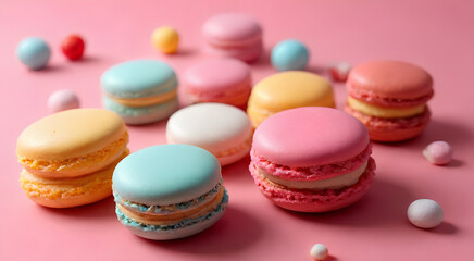 colorful macaroons on table