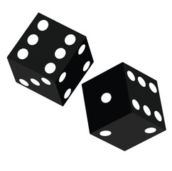 cute cartoon hand drawn vector dice  icon silhouette.