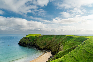 Silver Strand, a beach in a sheltered, horseshoe-shaped bay, situated at Malin Beg, near...