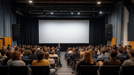 huge screen in a conference auditorium 