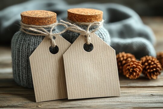 A pair of dog tags sitting on a wooden table