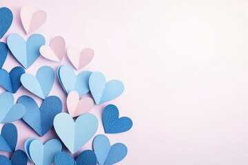 Delicate Paper Hearts on Pastel Background Romantic Design for Valentines Day or Wedding