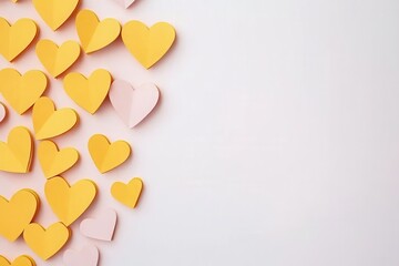 Fototapeta premium Delicate Paper Hearts on Pale Pink Background: Romantic and Festive Design