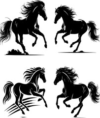 horse , horse silhouette set,horse set