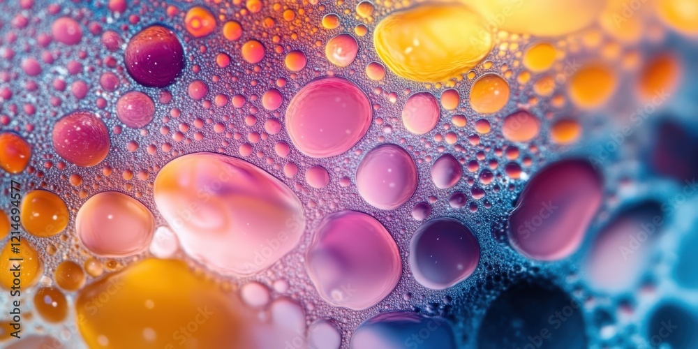 Poster abstract macro image of colorful bubbles with vibrant hues and intricate textures capturing the beau
