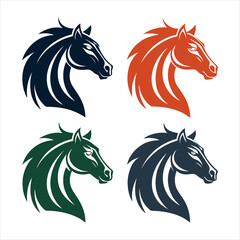 horse silhouette set vector art design