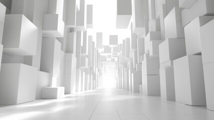 Fototapeta premium Abstract white geometric corridor design.
