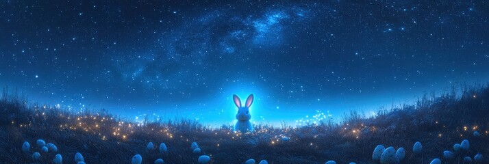 Celestial Bunny Delight Easter Eggs in Night Sky Constellation