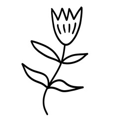 cute flower rose leaf floral doodle icon hand drawn illustration season spring happy easter valentines day romantic