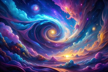 Obraz premium Surreal Purple Blue Abstract Hand-Painted Background Texture