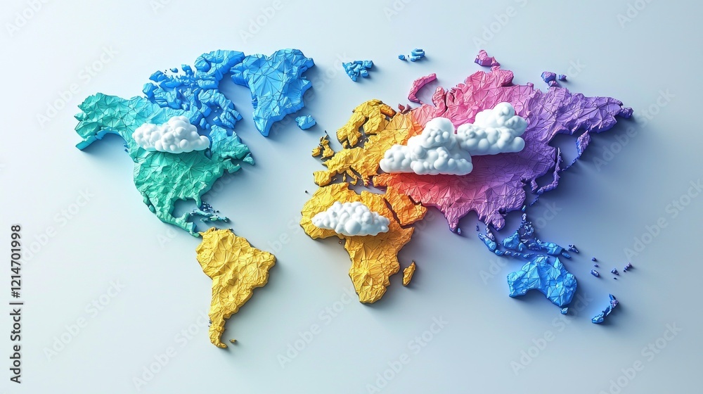 Aufkleber a vibrant map showcases the regions of the world, highlighting the importance of telecommunications 