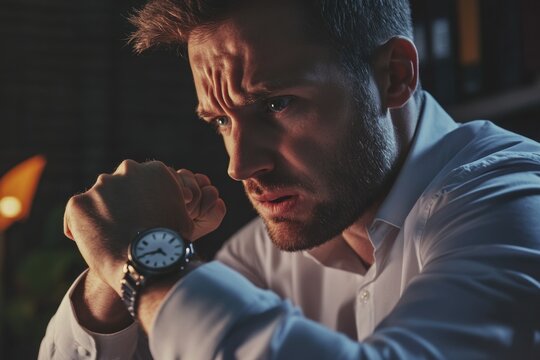 A close-up of a man's wrist featuring a timepiece, ideal for use in stories about time management or accessories