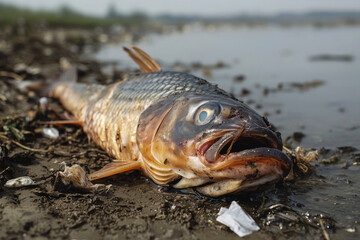 Dead fish reveals the impact of pollution on coastal ecosystems in a neglected area near a riverbank