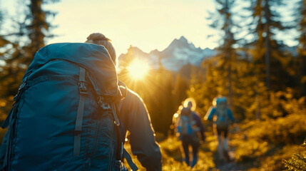 Golden Hour Hike: Backpacker Silhouette at Sunset