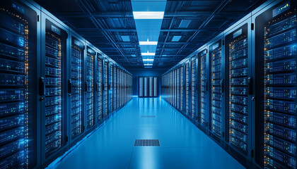 Fototapeta premium server room in blue light