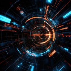 Fototapeta premium Abstract technology background with glowing lines and circles