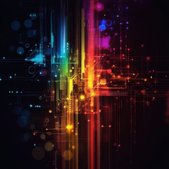 Obraz premium Vibrant abstract technology background with colorful lines and dots