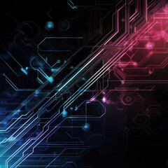 Abstract technology background with vibrant lines and circuits