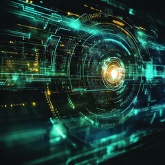 Obraz premium Abstract technology background with glowing lines and circles