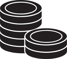 Isolated black coins icon Vector, black coins Silhouette,black coins icon set, black coins for logo,color black coins Vector illustration, Vector Graphic, EPS 10 , clip art work