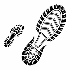 Shoe print Black Vector art illustration